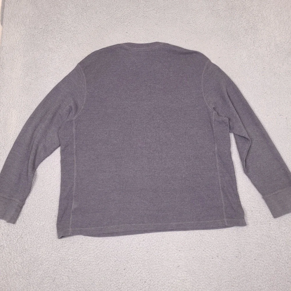 Faded Glory Mens Shirt XXL Gray Waffle Knit Long Sleeve Henley Tee Thermal Layer
